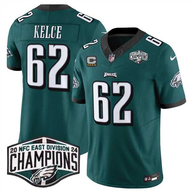Men's Philadelphia Eagles #62 Jason Kelce Green 2024 NFC East Champions With 4-Star C Patch F.U.S.E. Vapor Untouchable Limited Stitched Jersey,We sell and wholesale Men's Philadelphia Eagles #62 Jason Kelce Green 2024 NFC East Champions With 4-Star C Patch F.U.S.E. Vapor Untouchable Limited Stitched Jersey on line form chian!